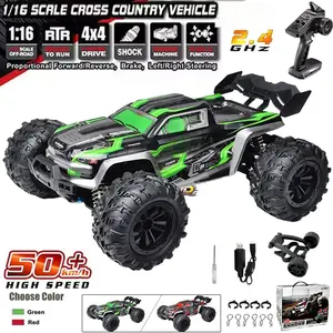 1:16 Full Scale RC Cars, 50 km/h 4WD Off-Road RC Truck with LED Front Lights and Rechargeable Batteries, High-Speed Drift Monster Truck, Perfect Birthday Gift for Kids Aged 8 and Up Remote Control Crawler Remote Control Kart