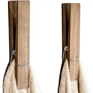 Giant Clothespin Bathroom Towel Holder| Huge 12" Clothes pin| Farmhouse Bathroom Decor| Laundry Room or Nursery decor| Towel Rack or Hook| Bathroom Accessories wall décor (2 Jacobean)