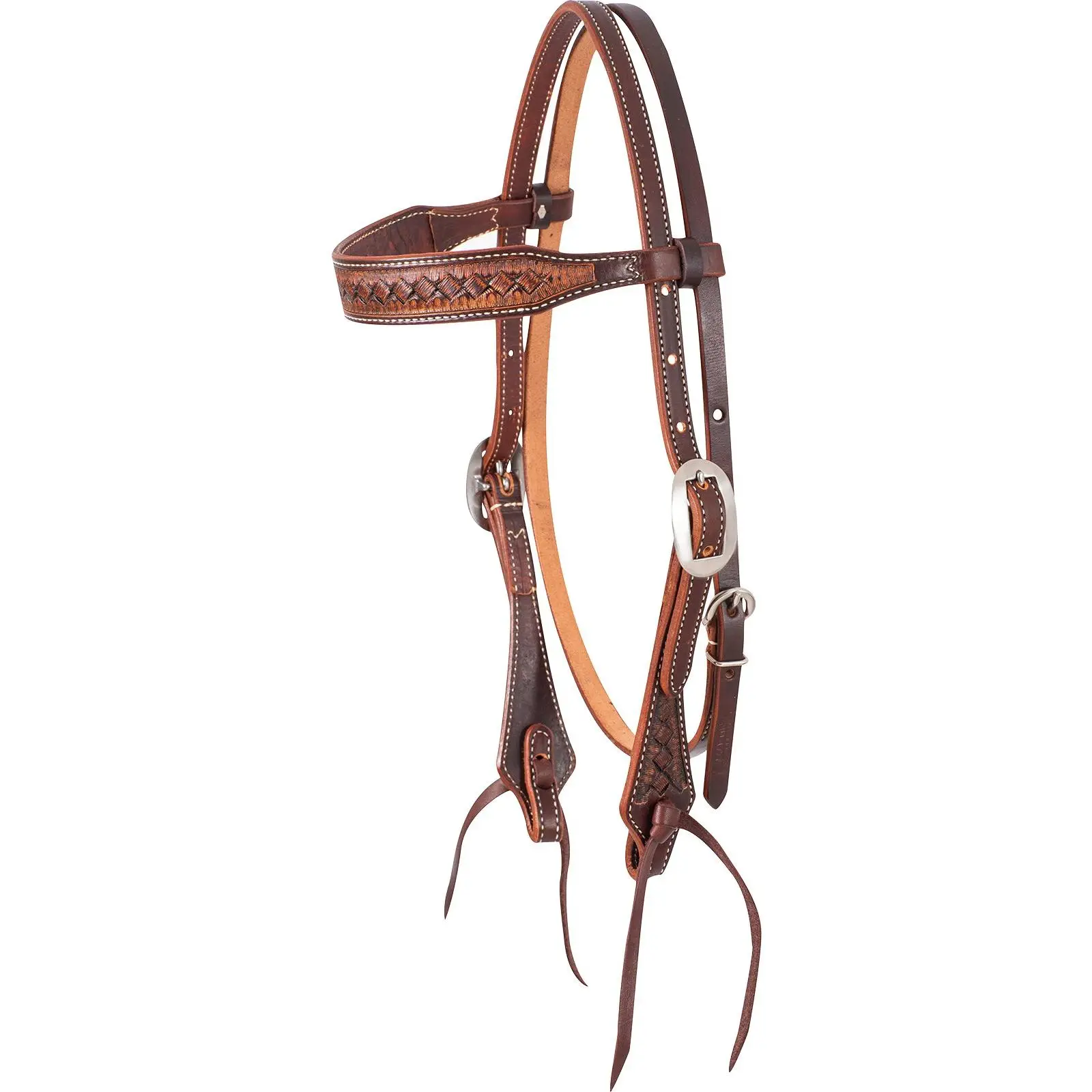 Martin Saddlery Weathered Antique Weave Stamped Browband Headstall w/Latigo Ties