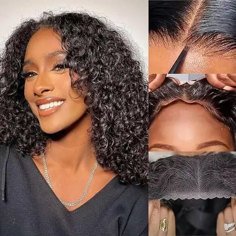 Drawstring Wigs 13x6 Glueless Lace Wig Pre Everything Ear to Ear HD Lace Skin Melted Brazilian Deep Wave Human Hair Wigs 180% Full Density Glueless Ready to Wear Wigs For Women