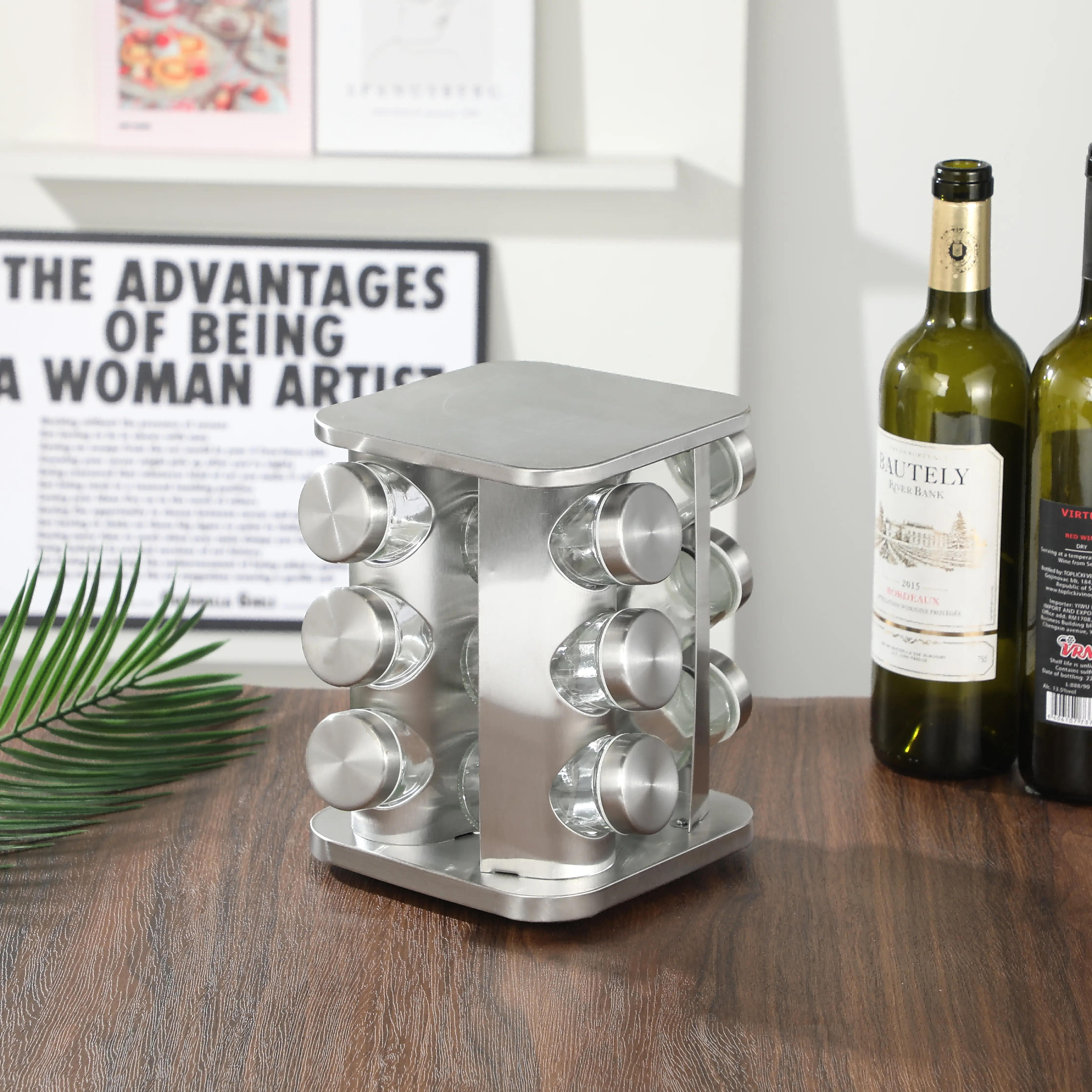 Square lid silver 12-bottle set