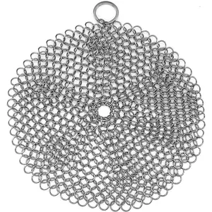 316 Stainless Steel Cast Iron Skillet Cleaner Scraper Chain Link Chainmail  for Cast Iron Pans, Pre-Seasoned Pans, Griddle Pans, BBQ Grills, and  Pot Cookware-Round 7 in Diameter
