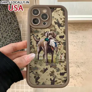 Camo Pattern Dog Pattern Phone Case, Full Body Shockproof Phone Protective Cover, Phone Accessories Compatible with iPhone 11 12 13 14 15 Pro Max, Gifts for Girlfriend