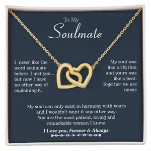 To My Soulmate | I Love You, Forever & Always - Interlocking Hearts necklace