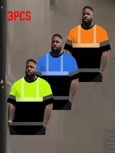3-Pack Men's 3D Printed Round Neck Short Sleeve T-Shirts, Loose Fit, Casual Streetwear Style, Ideal Gift Choice, Fashionable and Comfortable