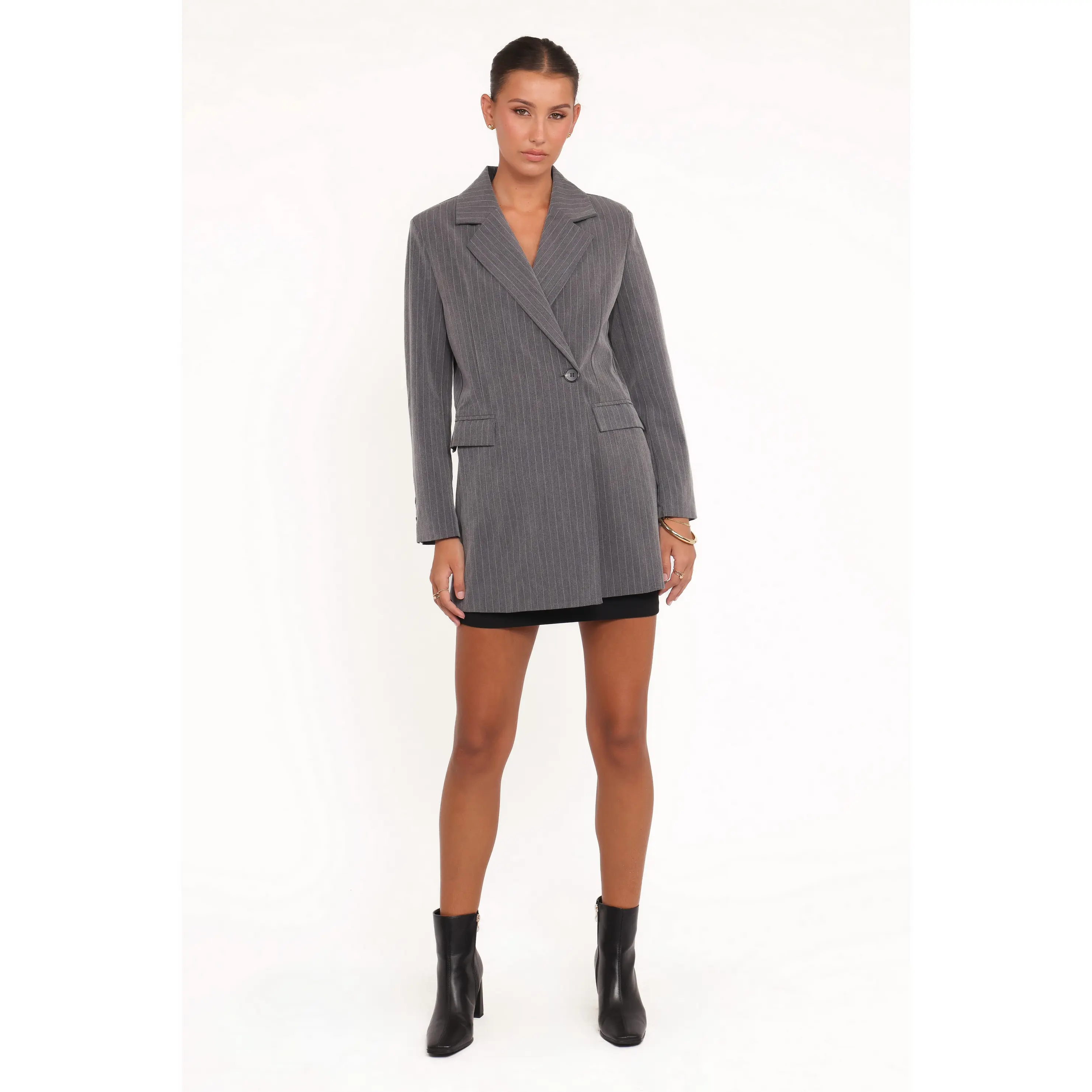 Kerryn Blazer - Grey Pinstripe