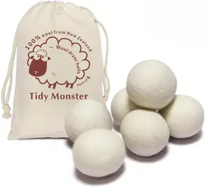 6-Pack XL Organic Wool Dryer Balls – Natural Fabric Softener, Reusable & Antistatic Laundry Solution