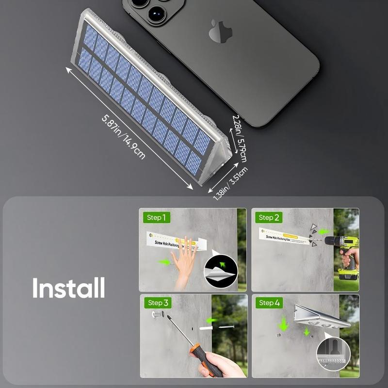 Outdoor Solar Garden Wall Light Fence Lamp, Solar Lights Outdoor, 2/4 Pack LED Solar Charging, Automatic Day Charge Night Light, IP68 Waterproof, 7 Color Options