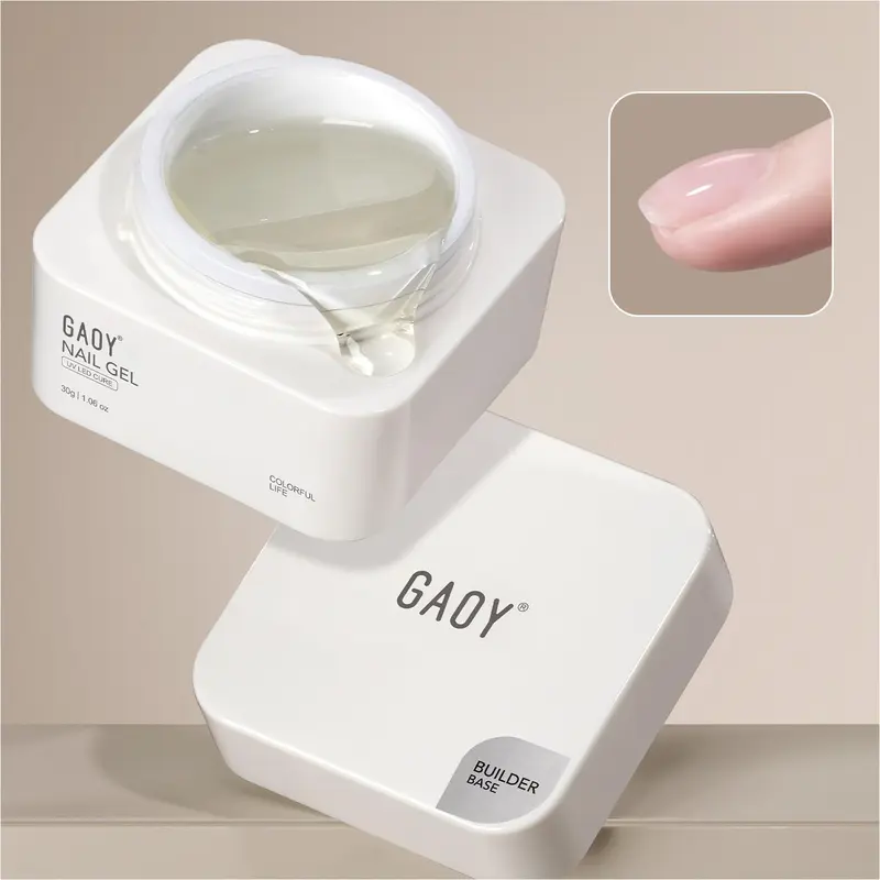 GAOY 30g Builder Base, Clear Nail Builder Gel, 2-in-1 | Nail Strengthening and Building, Long Lasting, Soak Off, UV Light Cure