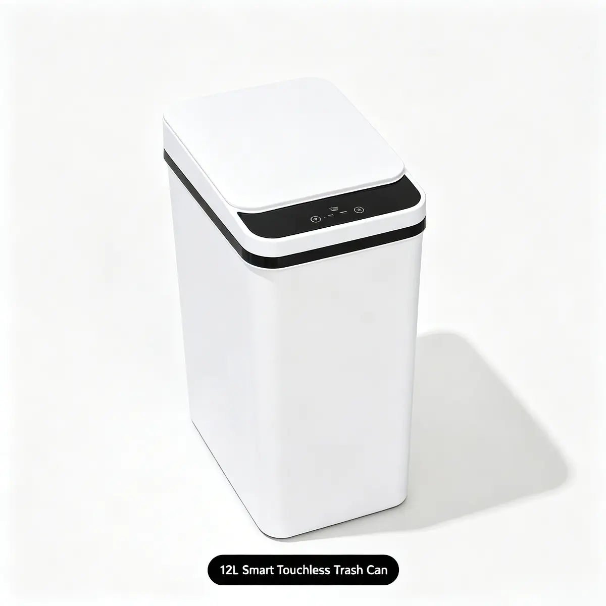 12L Automatic Smart Trash Can, Touchless Motion Sensor Garbage Bin with 360° Body Touch Induction, USB Rechargeable Energy-Saving Quiet Waterproof White Trash Bin for Home Kitchen Bathroom Office
