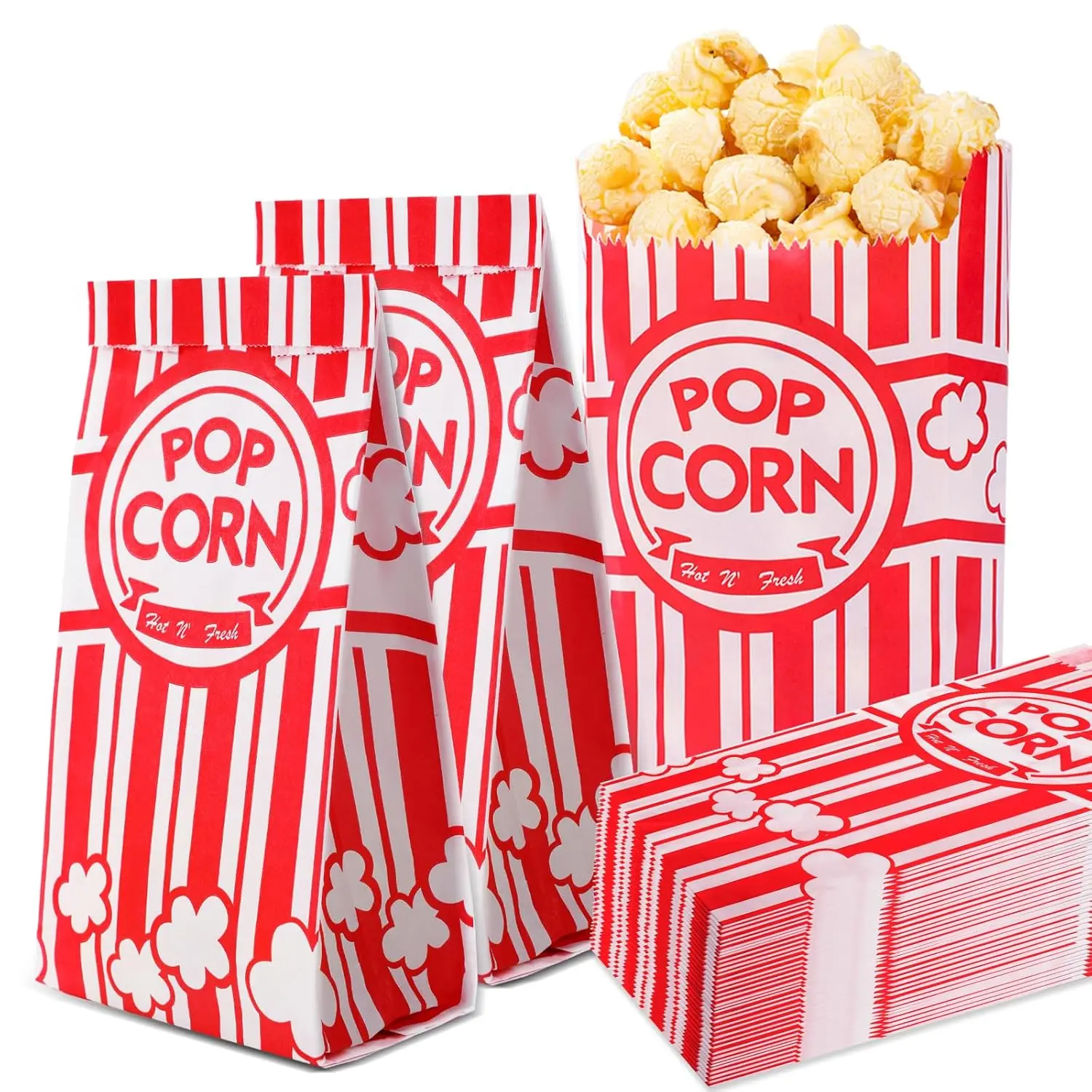 Paper Popcorn Bags,100 Pack 1oz Popcorn Bags Individual Servings | Popcorn Bag Bulk for Popcorn Machine,Movie Nights Pop Corn Bags