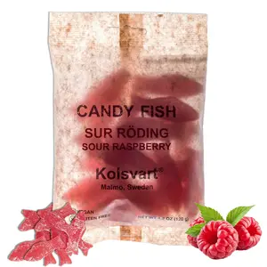 Kolsvart Sour Raspberry Candy Fish, 4.2 OZ – Gluten Free - Vegan - 1.5 Lbs Pack