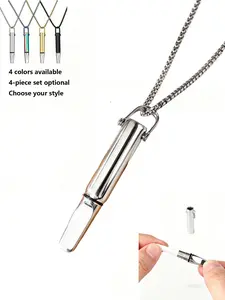 Adjustable Breathing Necklace with Free Flavored Cotton Wicks, Detachable Stainless Steel Core, Anxiety & Stress Relief Jewelry, Ideal Gift for Her/Him, Perfect for Daily Calming & Self-Care.Stress & Anxiety Relief Tool, Versatile Calming Jewelry for Men