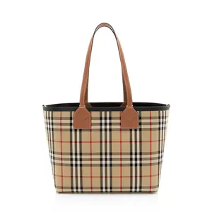 Pre-owned BURBERRY Leather Tote Bags Vintage Check London Small Tote
