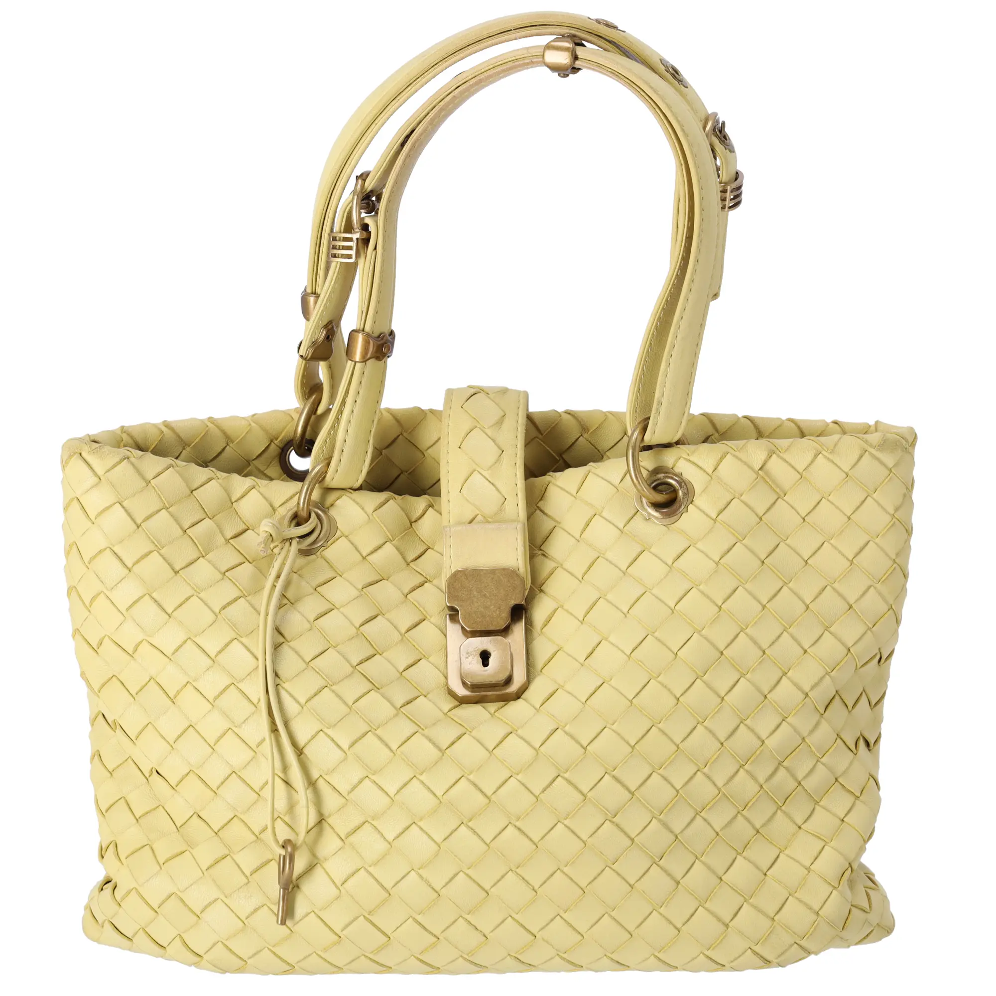 Pre-owned Bottega Veneta Leather Tote Bags Capri Tote Bag Yellow Braided 162112 Leather