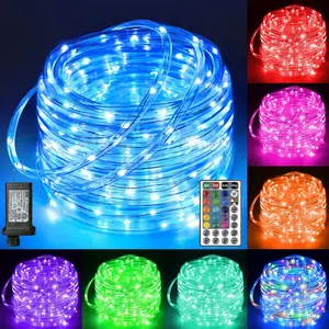 Rope Lights Outdoor Color Changing, 99FT 300 LED  Plug in Outdoor String Lights with Remote, 18 Colors Twinkle Rope Lights for Outside Indoor Party Christmas Holiday Decorations