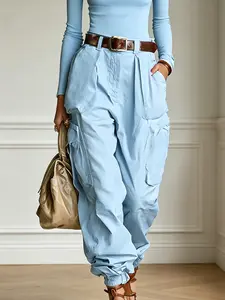 Womens Wide Leg Cargo Pants Loose Fit Trousers Multiple Pockets Casual Wear Stylish Flattering Baggy Y2K Streetwear Everyday Utility Pants 2026 Fashion Effortless Chic Comfortable Bottoms Lounge To Street Apparel