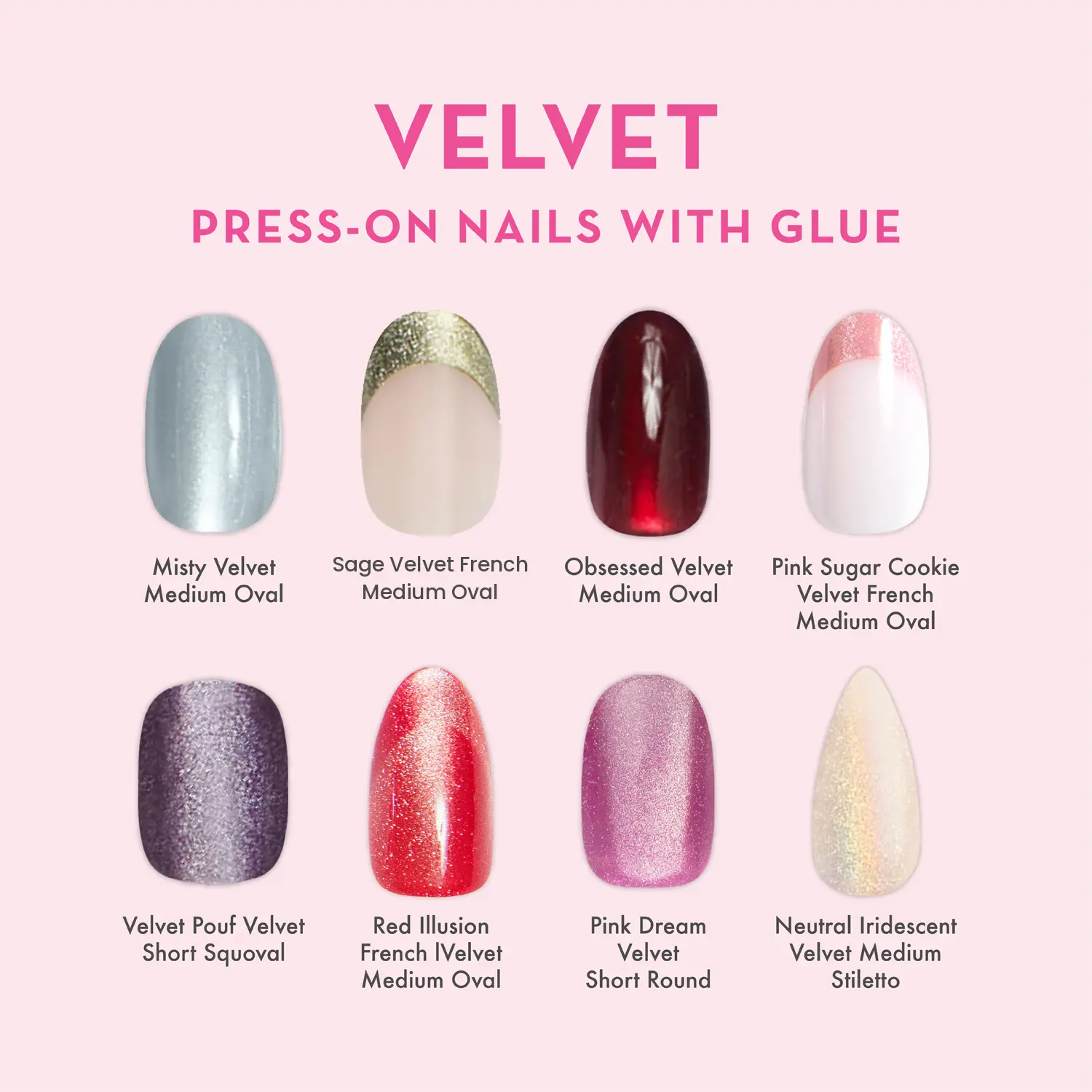 Velvet Press-On Nails with Glue