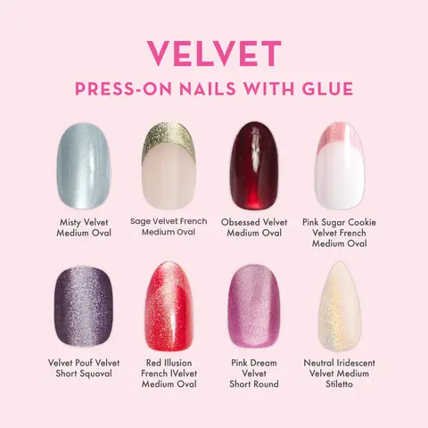 Velvet Press-On Nails with Glue
