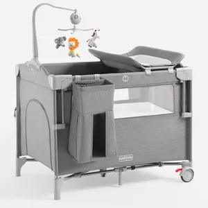 HARPPA 5-in-1 Pack and Play Baby Bassinet & Playard, Bedside Sleeper with Mattress, Rocking Bassinet for Baby, Diaper Changing Baby Cribs, Foldable Playpen for Travel