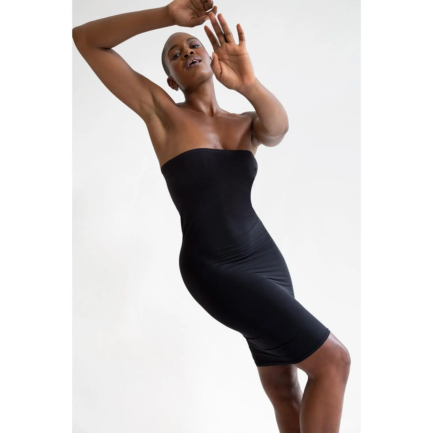 spandex black dress Spandex Spaghetti Straps Knee Length Black Party Dress US4 / Pink main image 1