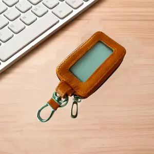Premium Car Keychain Holder, Genuine Leather Smart Key Ring Stand, Universal Remote Control Key Fob Case, Car Key Protector, Car Interior Accessory for Men & Women