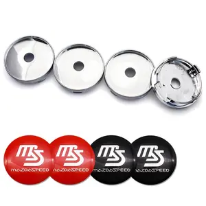 4 Piece 60mm Car Wheel HUB Center Caps, 56mm Rim Sticker Badges, Decorative Accessories, Car Decals for Mazda Ms 3, Ms 6, Gh, Axela, Cx Series