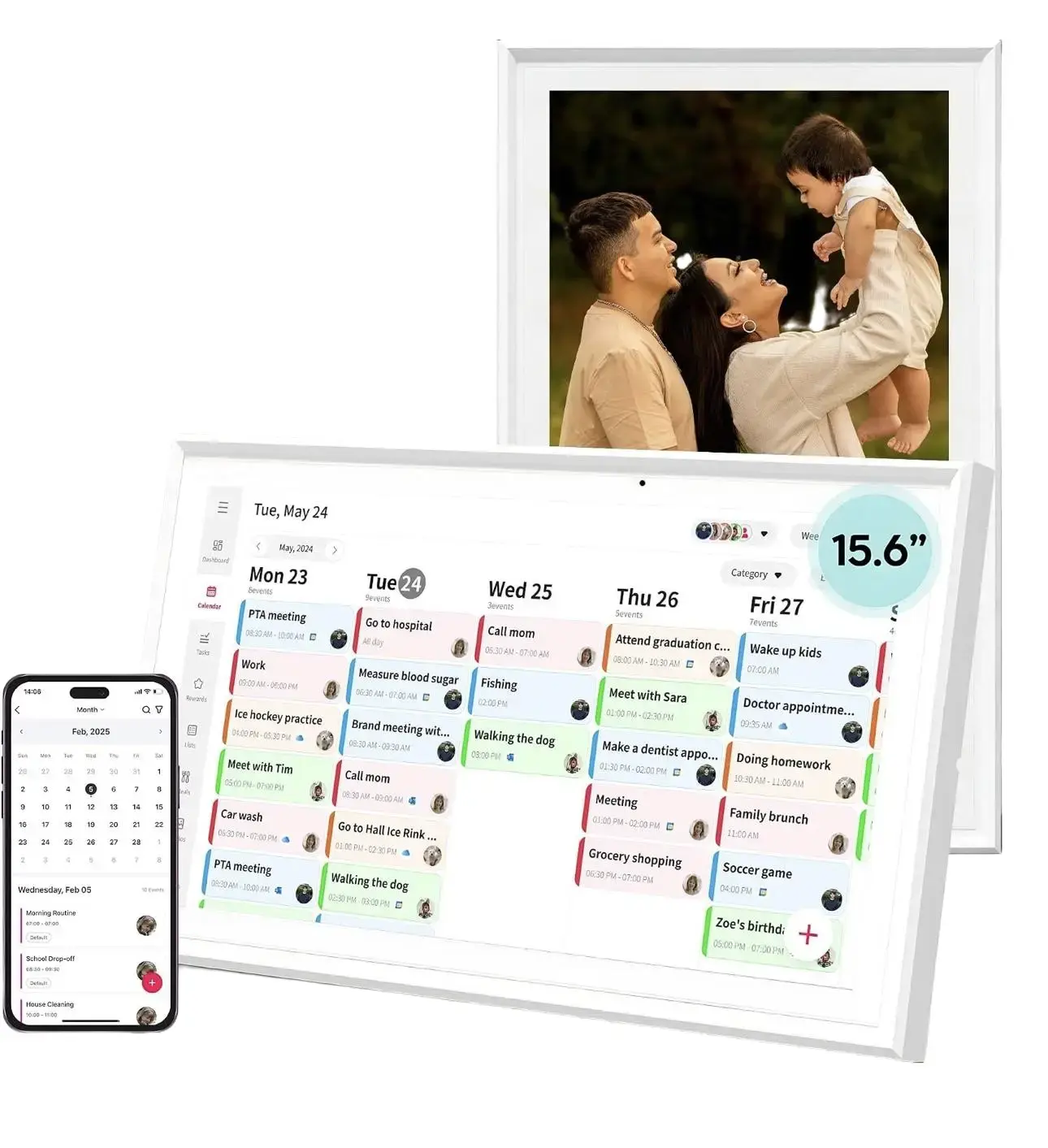 15-inch Wall Planner Digital Calendar, Photo Frame, & Chore Chart, Smart Touchscreen Interactive Display for Family Schedules , Homeschooling, Back to School, Organization – Wall Mount Included, Great for Organizing Your 2026 Calendar