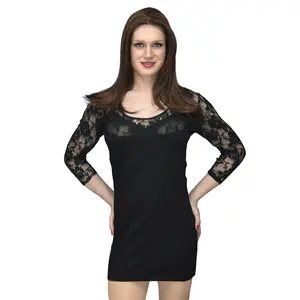 Sexy Black Lace Mini Dress for Crossdressers Sheer Sleeve Bodycon Dresss