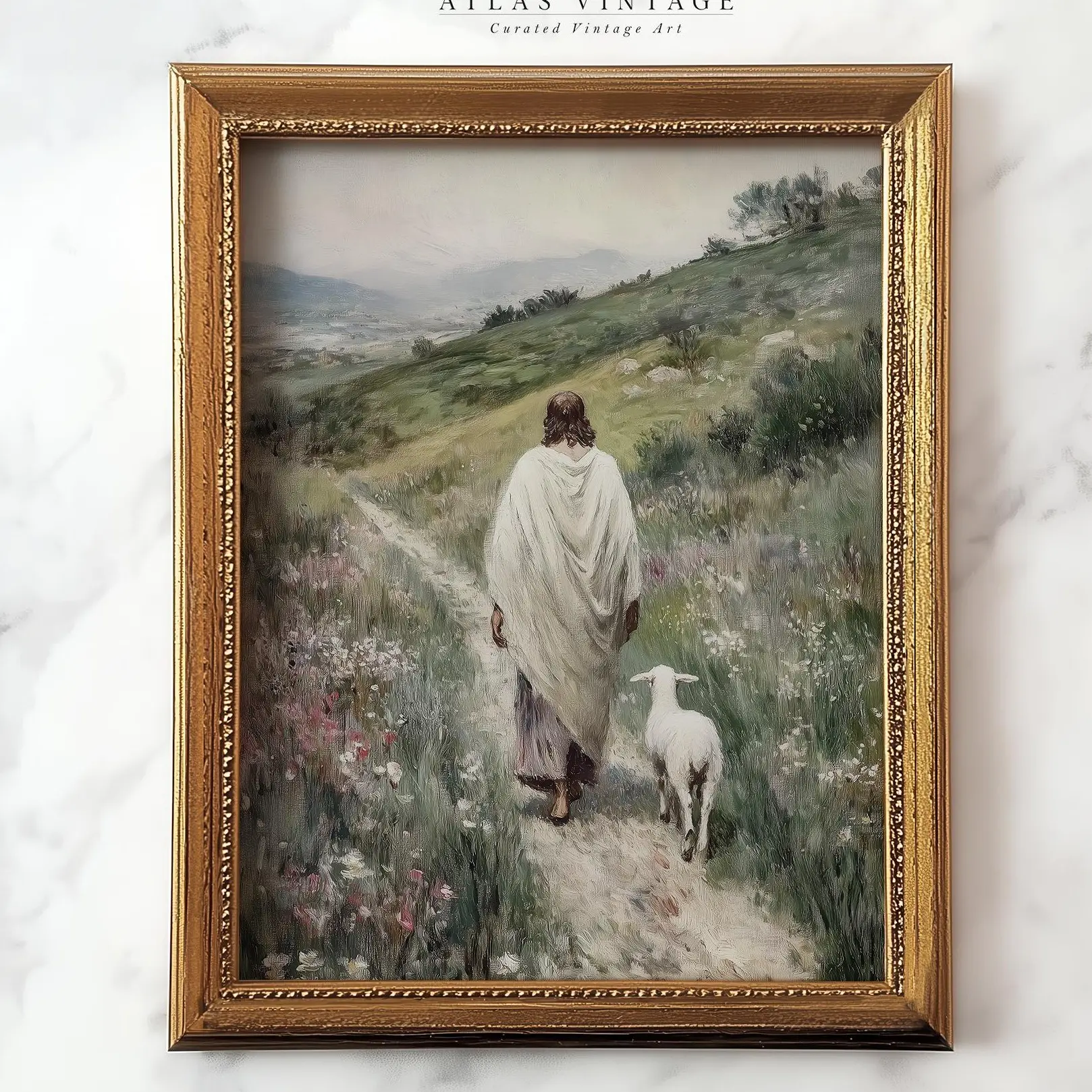 Good Shepherd Jesus Print Posters , Vintage Christian Printable Wall Art, Cottagecore Church Decor, Lamb Painting, Jesus Leaving The 99Bible Verse, Christian Decor, Home Decor