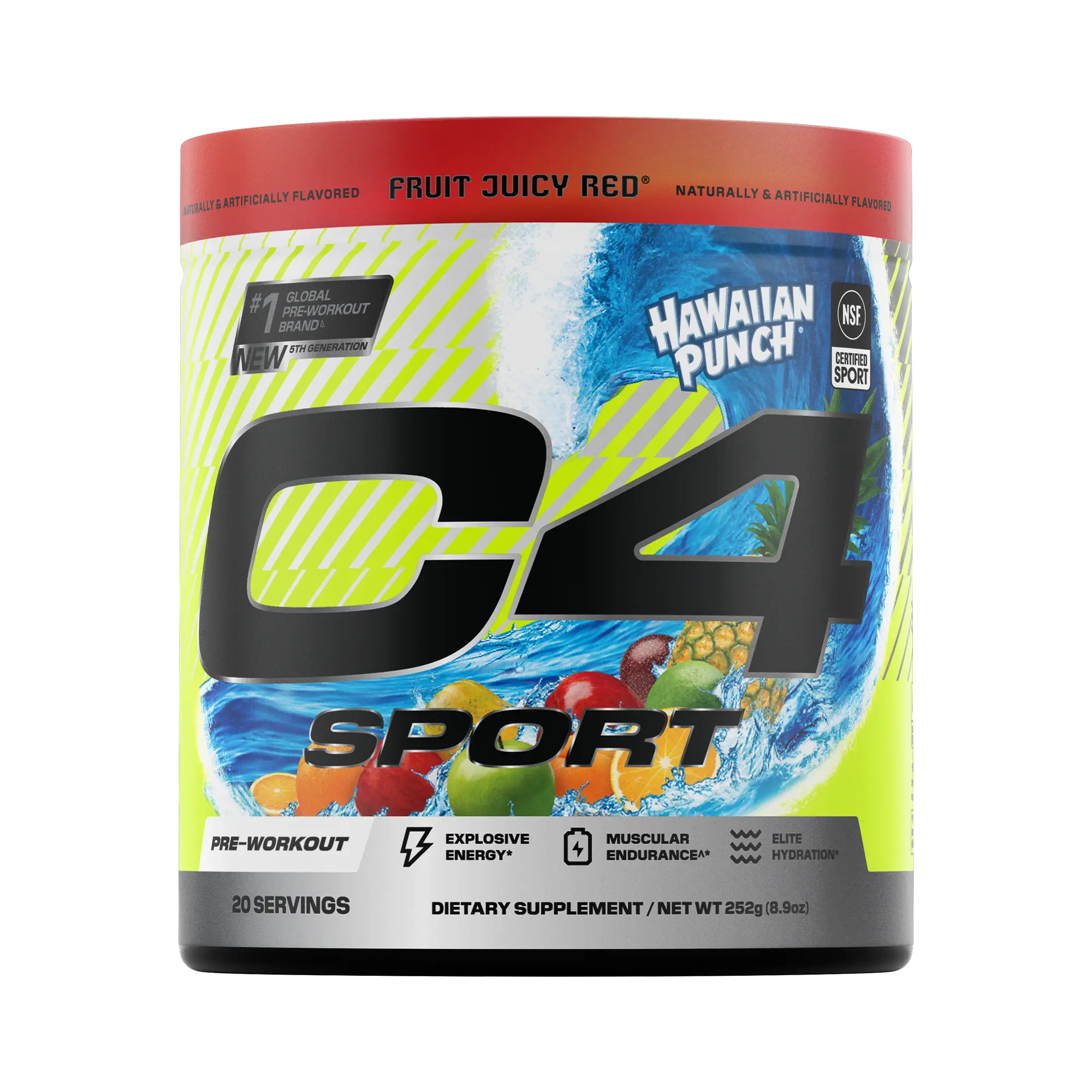 C4 Sport Pre Workout Powder Hawaiian Punch Fruit Juicy Red - 20 Servings