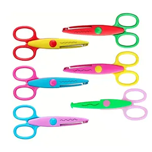 6-Piece Decorative Edge Craft Scissors Set, Abs Resin Scrapbooking Shears, 6 Patterns, Safe Smooth Cutting, Fun & Colorful Design, Paper Cutters
