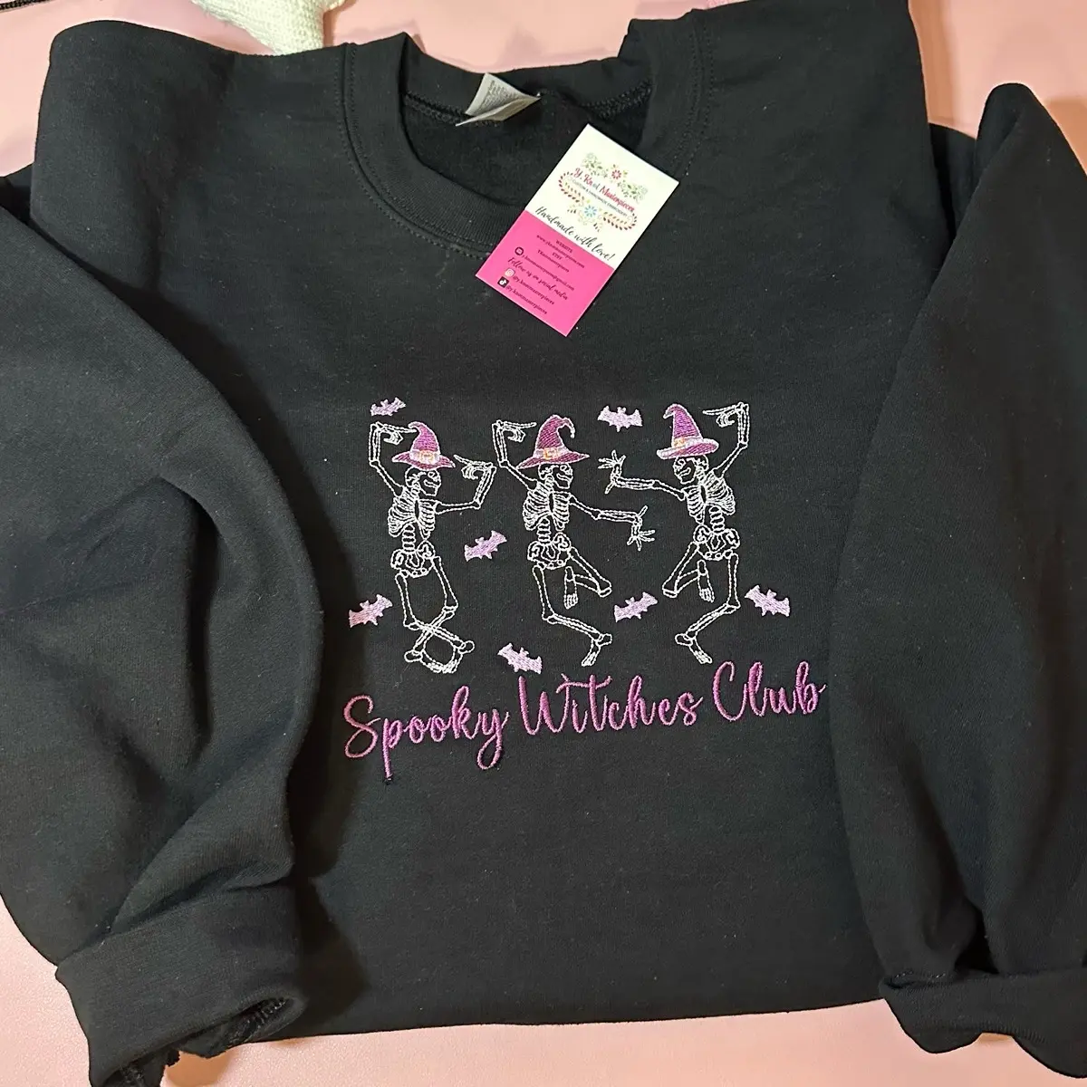 Spooky Witches Club Embroidered Long Sleeve Sweater for Women - Knitwear - Womenswear
