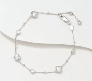 Diamonique Chain Station Bracelet, Sterling Silver
