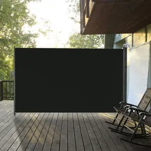 118x79inch retractable side awning privacy screen wind and sun blocking flexible partition barrier easy pull spring retraction design for garden space separation backyard leisure and driveway safety protection