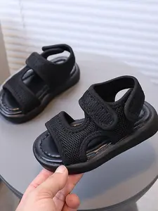Unisex Lightweight Breathable Mesh Sport Double Strap Sandals, Casual Magic Tape Straps, Summer Daily Wear for Children, Comfortable Flat Shoes