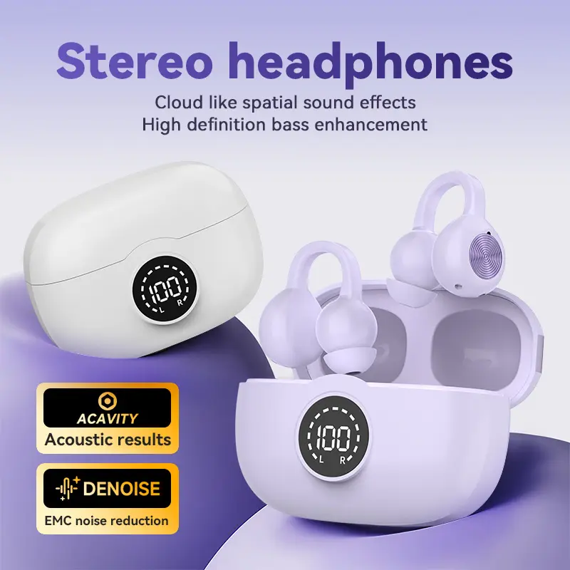 Open Ear Clip On Earbuds, CloudComfort 2.0 Wrap-Around Design, LDAC Hi-Res Audio, Bluetooth 6.0, 55H Playtime, 4-Mic AI Clear Call, IP67 Waterproof for Running Gym Workouts