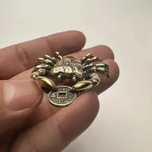 Vintage Brass Crab Money Clip Statue, Fantasy Theme Decorative Art, Home Office Coffee Shop Decoration, Interior Decoration Accessories, Perfect Gift for Christmas Halloween Birthday New Year
