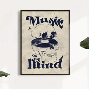 Vintage Skeleton Music   Art, Frameless Gothic Poster, Halloween Decor for Home, Dorm, Music Lover Gift   Art Poster chic Newspaper brand wall Abstract Black Gold Ink Splash Mural Time Is Money Canvas Painting room Custom Blonde scripture hunting god