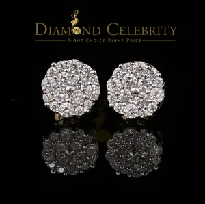 Diamond Celebrity’s 925 Sterling Yellow Silver 2.48ct Cubic Zirconia Round Women’s Stud Earrings