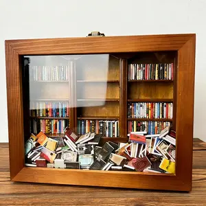 DIY adult diy model kit wooden craft New Bookshelf and Books Wooden Desktop Decoration, Creative BookshelfMiniature Model, Unique Soothing Gift for Homeand Office, Home Decor, Room Decor,Ornaments,Creative Anti-Anxiety Bookshelf Small Ornaments Stress Re