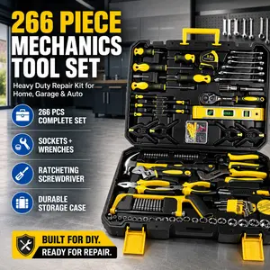 266 Piece Mechanics Tool Set Heavy Duty Auto Repair Hand Tools with Socket Wrench Set Combination Wrenches Ratcheting Screwdriver in Durable Storage Case for Car Truck Maintenance Home Improvement DIY Garage Equipment