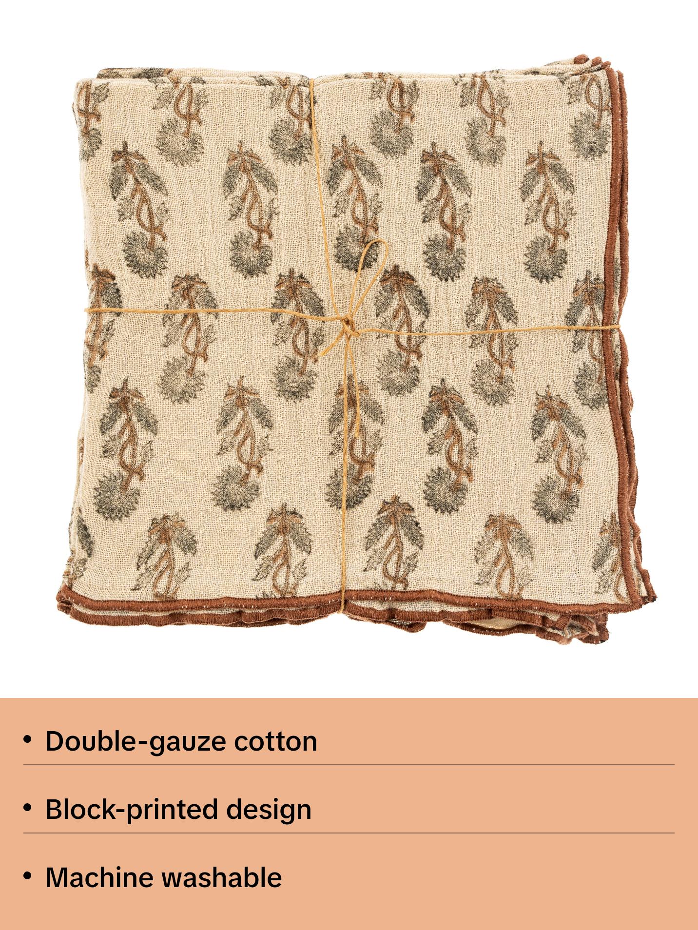 Oleander Block Print Napkins S/4