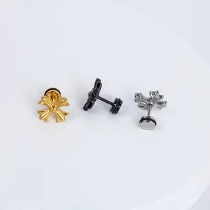 1count/Cross Shaped Helix Cartilage Stud Earring with Flat Back – Stainless Steel, Unisex Piercing Jewelry for Men and Women