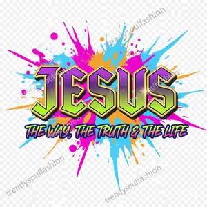 Jesus The Way The Truth The Life DTF 10 inch Transfer Vibrant Hot Peel Design 3 Styles Spiritual DTF, Colorful, Crafts, Canvas