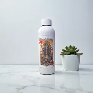 QueenLocGoddess White Custom Water Bottle with Unique Design and Cork Lid