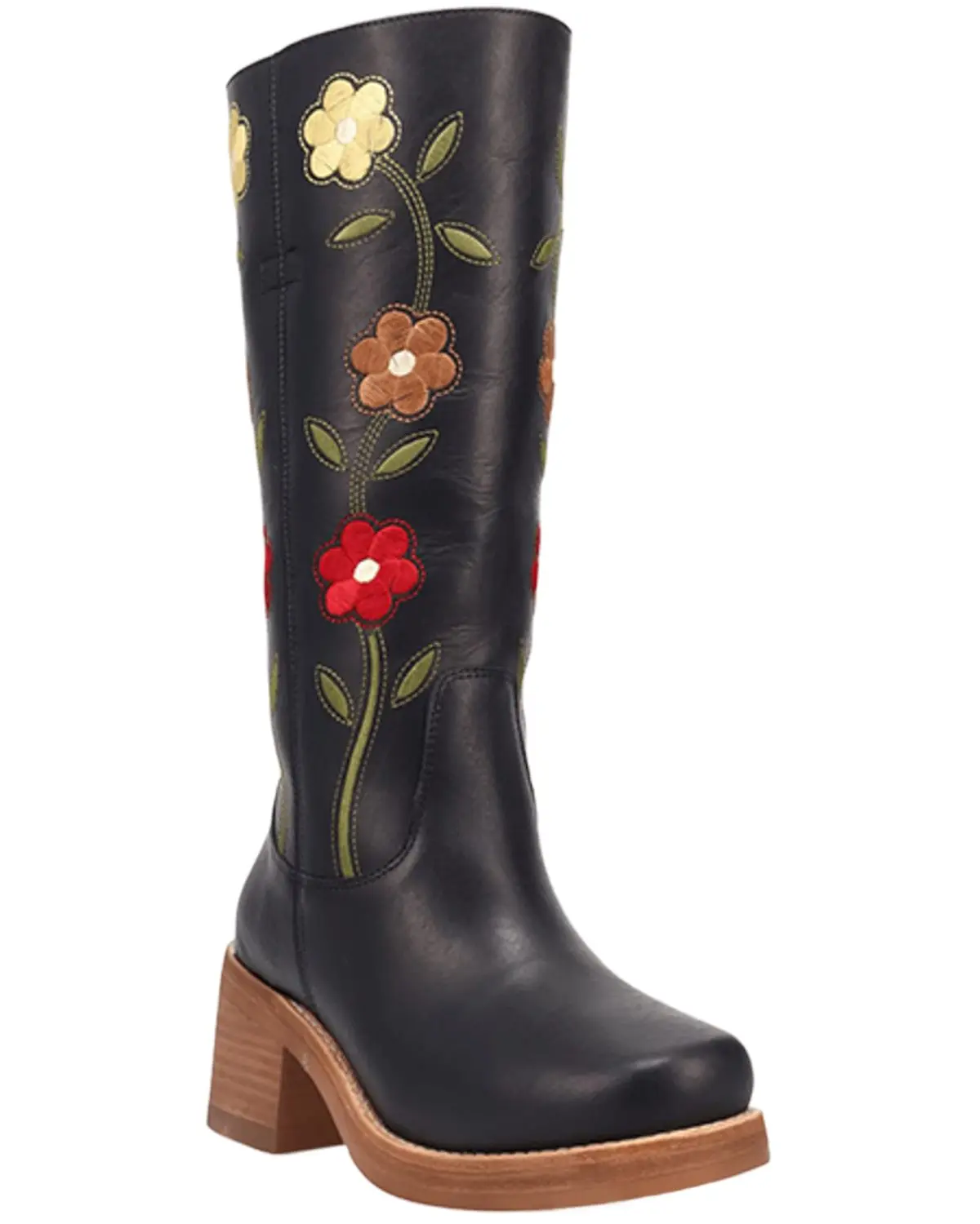 Dingo Women's Women'S Floral Bloom Fashion Boot Round Toe - Di2378-Blk