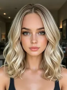 Ombre Ash Blonde Short Bob Synthetic Lace Front Wig 13x4 HD Lace Frontal Wig Blonde Short Straight Bob Wig Ash Blonde Dark Root Short Lace Front Wig Glueless Synthetic Wig for Women Daily Party Use