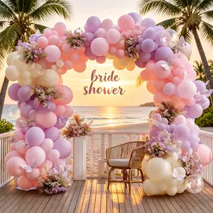 162 Piece Macaron Color Double Layer Balloon Decor Set, Light Lavender Ivory Latex Balloons, Party Garden Wedding Decoration