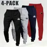 Men's 4-Pack Sweatpants - Elastic Drawstring Joggers, Soft Athleisure Gym Clothes, Casual Training Pants, Multi-Color Track Pants for Gym & Travel